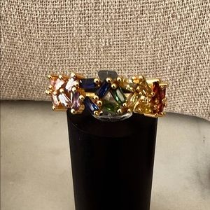 18k gold plated over silver adjustable multicolor zirconium ring